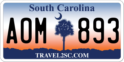 SC license plate AOM893