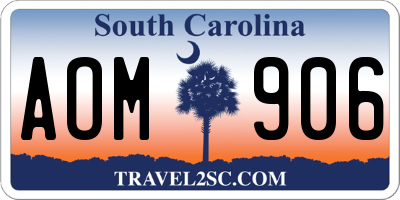 SC license plate AOM906