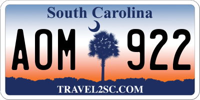 SC license plate AOM922