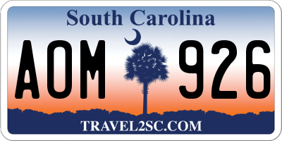 SC license plate AOM926