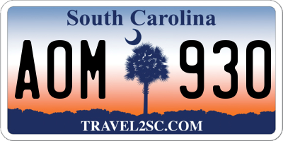 SC license plate AOM930