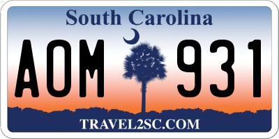 SC license plate AOM931