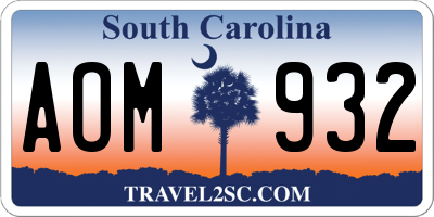 SC license plate AOM932