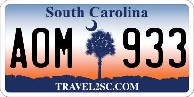 SC license plate AOM933