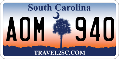 SC license plate AOM940