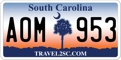 SC license plate AOM953