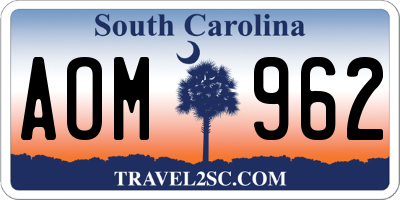 SC license plate AOM962