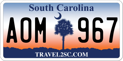 SC license plate AOM967