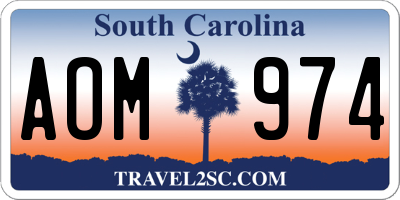 SC license plate AOM974
