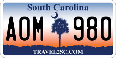 SC license plate AOM980
