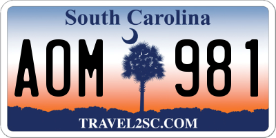 SC license plate AOM981