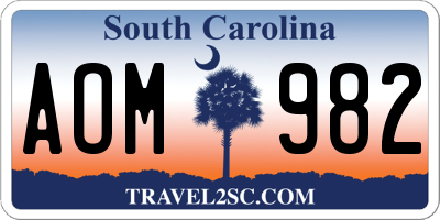 SC license plate AOM982