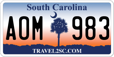 SC license plate AOM983