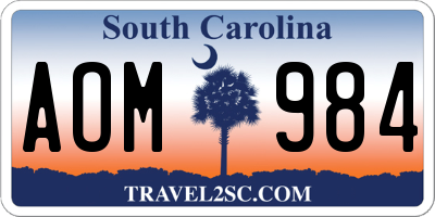 SC license plate AOM984