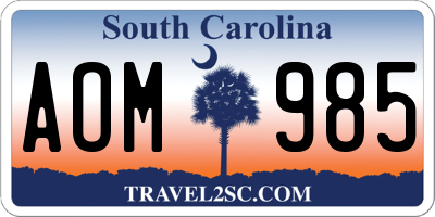 SC license plate AOM985