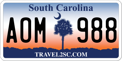 SC license plate AOM988