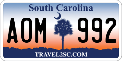 SC license plate AOM992
