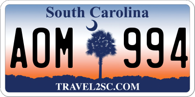SC license plate AOM994
