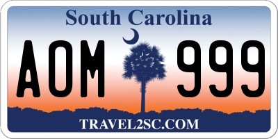 SC license plate AOM999