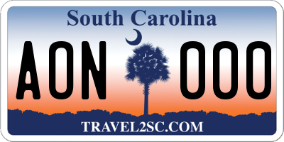 SC license plate AON000