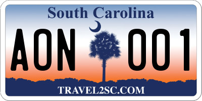 SC license plate AON001