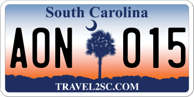 SC license plate AON015