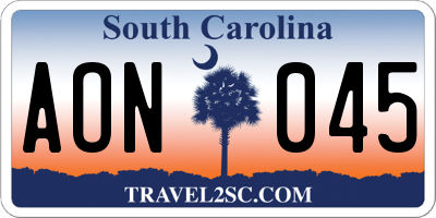 SC license plate AON045