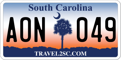 SC license plate AON049