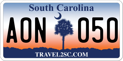 SC license plate AON050
