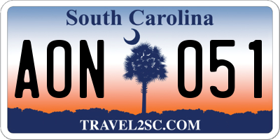 SC license plate AON051