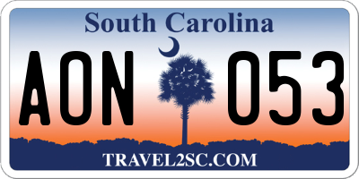 SC license plate AON053