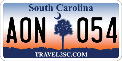 SC license plate AON054