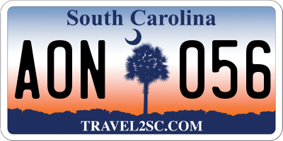 SC license plate AON056