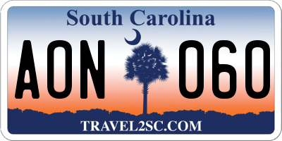SC license plate AON060