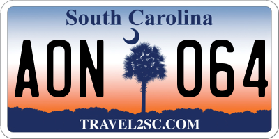 SC license plate AON064