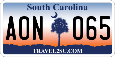 SC license plate AON065