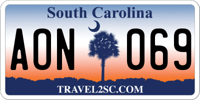 SC license plate AON069