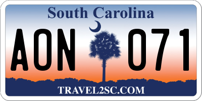 SC license plate AON071