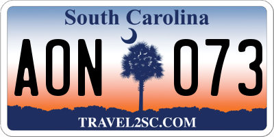 SC license plate AON073