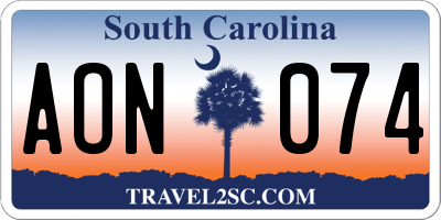 SC license plate AON074