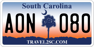 SC license plate AON080