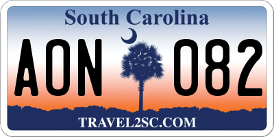 SC license plate AON082
