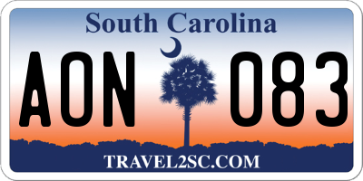 SC license plate AON083