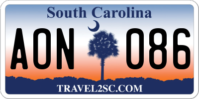 SC license plate AON086
