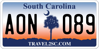 SC license plate AON089