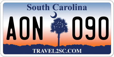 SC license plate AON090