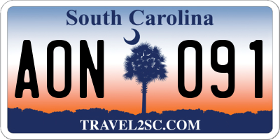 SC license plate AON091