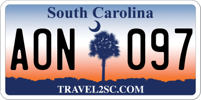 SC license plate AON097