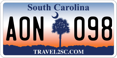 SC license plate AON098