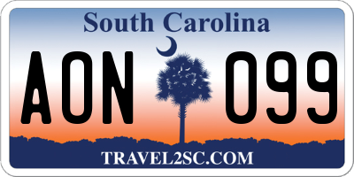 SC license plate AON099